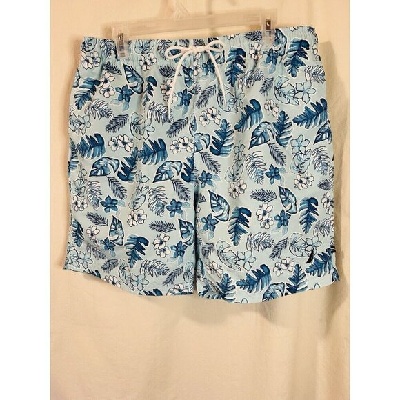 Men's Nautica swim Shorts trunks Tropical leaf print Shades Blue Size XL - Picture 1 of 8
